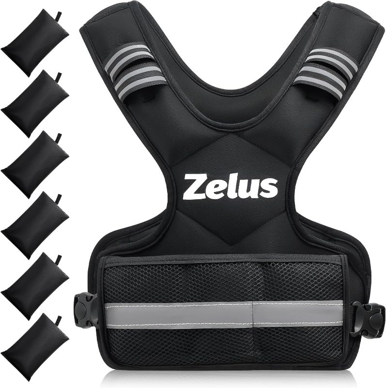 Photo 1 of ZELUS Weighted Vest for Men and Women | 4-10lb/11-20lb/20-32lb Vest with 6 Ironsand Weights for Home Workouts | Adjustable Body Weight Vest Exercise Set for Cardio and Strength Training