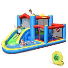 Photo 1 of Inflatable Kids Water Slide Outdoor Indoor Slide Bounce Castle Bounce House with 480-Watt Blower