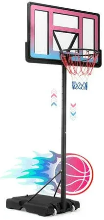 Photo 1 of Portable Basketball Hoop Outdoor on Clearance, SEGMART Height Adjustable Swimming Pool Basketball Hoop Goal System with 44 inch PE Backboard for Kids Youth Adults Play in Backyard/Courts/Indoor