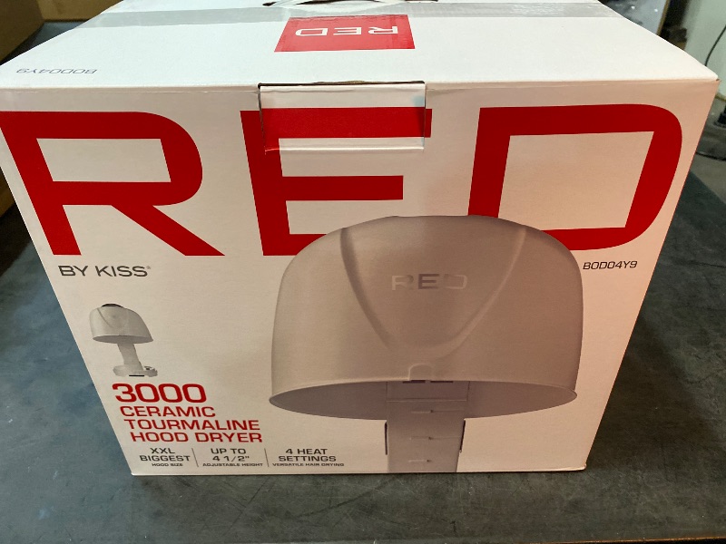 Photo 1 of Red by Kiss 3000 Ceramic Tourmaline Professional Hood Dryer, 4 Heat Settings Blow Dryer for Home & Salon, Height Adjustable Convenient Big Hood Size Extra Coverage