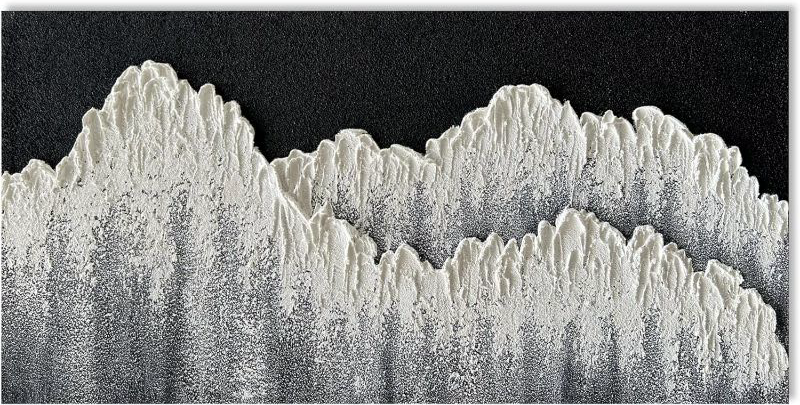 Photo 1 of NANKAI Art Hand-painted 3D Ocean Wave Oil painting Natural landscape black and white abstract canvas art Mural Family wall Art Deco 48x24 inches