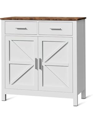 Photo 1 of Coffee Bar Cabinet Sideboard Comes with Two Drawers and Two Doors, Featuring One Adjustable Shelf. It's Suitable for Bedrooms, Living Rooms, Bathrooms, or Entryways (White)