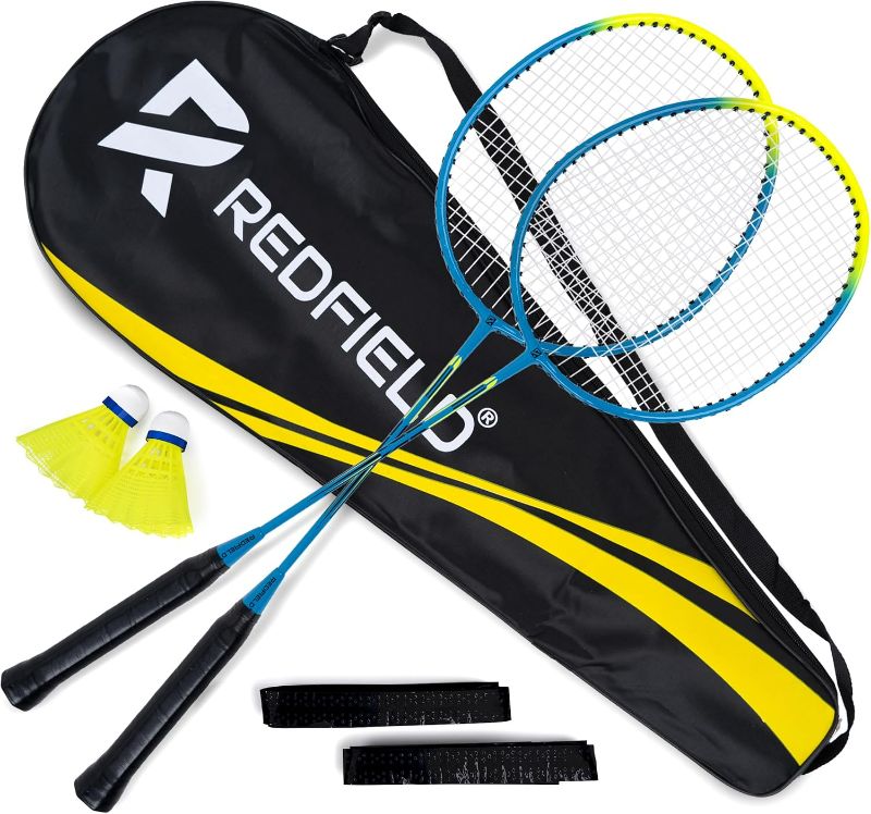 Photo 1 of Redfield Badminton Set for Outdoor Backyard Games - 2 Badminton Rackets - 2 Shuttlecocks - Carry Bag - Complete Set for 2 Players