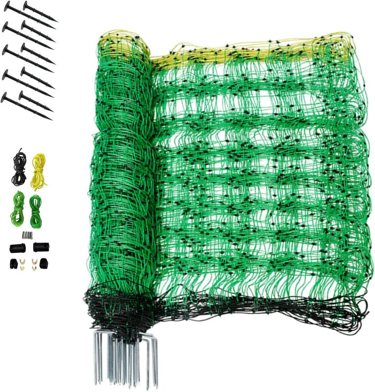 Photo 1 of Electric Fence Net/Double Pointed Sheep Netting Fence with 3' Height x 164' Length, Green