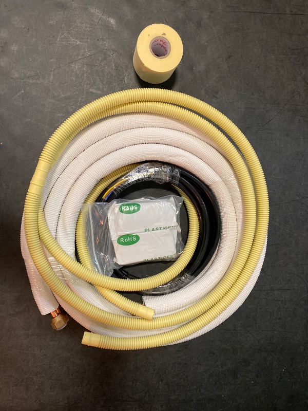 Photo 2 of TAUROX 10FT Mini Split Line Set 1/4" & 3/8" O.D Copper Pipes Tubing and 3/8" White Thickened PE Insulation Coil, for Mini Split Air Conditioning or Heating Pump Equipment and HVAC with Flared Nuts.