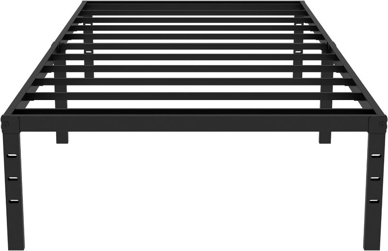 Photo 1 of Twin Bed Frames Metal Platform Twin Size Bed Frame 14 Inch Max 2000lbs Heavy Duty Metal Slat Support, No Box Spring Needed Underbed Storage, Easy to Assembly, Black