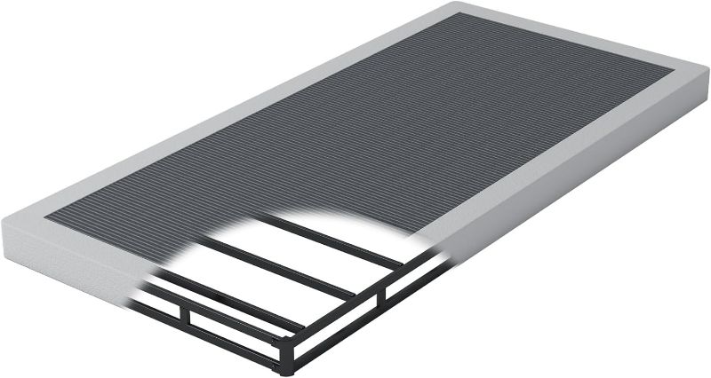 Photo 1 of Twin XL Box Spring 4 Inch - Heavy Duty Box Spring Mattress Foundation Metal Bed Base with Fabric Cover, Noise Free Easy Assembly Non Slip 3000lbs Max