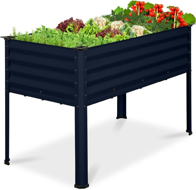 Photo 1 of Best Choice Products 48x24x30in Galvanized Raised Garden Bed, Metal Elevated Planter Box, Vegetable Garden for Backyard, Patio, Balcony - Navy Blue