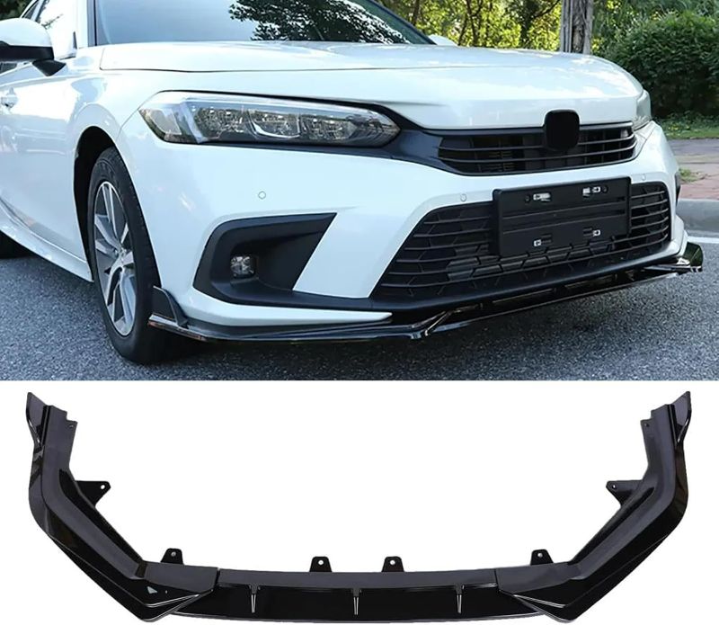 Photo 1 of Front Bumper Lip for Honda Civic Gloss Black Front Bumper Spoiler Splitter 2022-2023