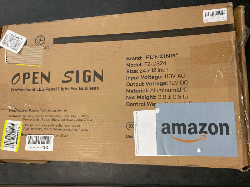 Photo 3 of Open Sign for Business, 24"x12" LED Open Sign with Remote and Hanging Kit, Waterproof Lighted up Bright with Dynamic Light Modes - Gold/Cold White