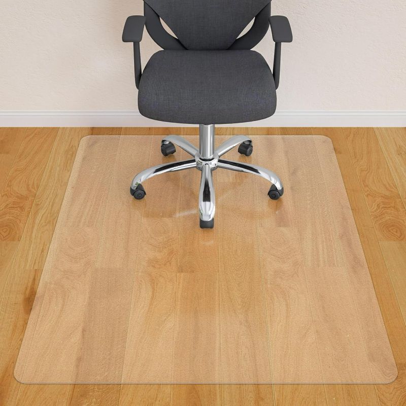 Photo 1 of Office Chair Mat for Hardwood Floor- 46" x 60" Clear Desk Computer Chair Mat for Hard Wood/Tile Floors, Easy Glide Plastic Mat for Under Office Chairs on Hardwood for Work & Home
