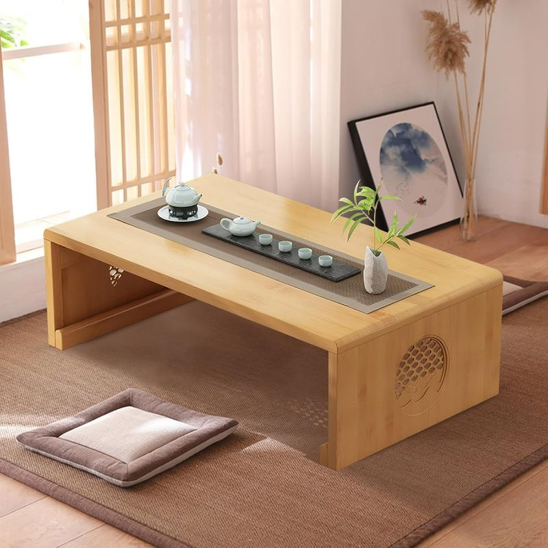 Photo 1 of Folding Coffee Table Foldable Japanese Floor Table Low Table for Living Room,Dining Room,Tea,Tatami,Home Decoration (Log Color 39.37 * 19.68 * 12.2 INCH)