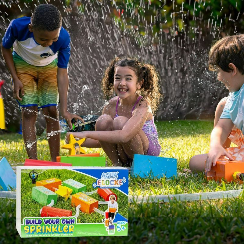 Photo 1 of Aqua Blocks STEAM Innovative Water Play Sprinkler Toy for Outdoor Play with Countless Combinations for Kids 3+ Years Old, Ideal as Birthday Gift for Boys and Girls, 1 Full Set