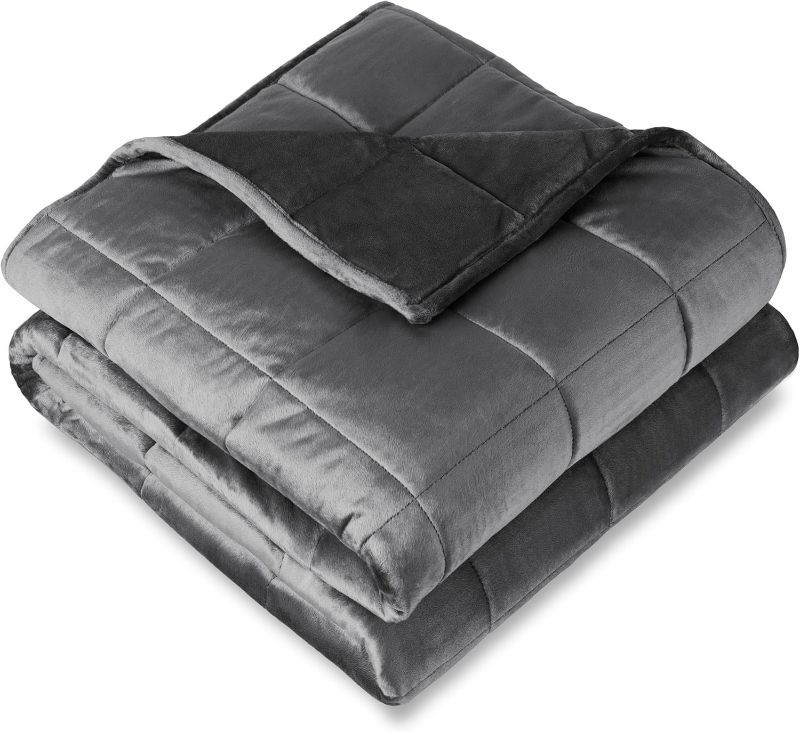 Photo 1 of Bare Home Weighted Blanket King Size 30lb (80" x 87") for Adults - Minky Fleece - Premium Heavy Blanket Nontoxic Glass Beads (Grey, 80"x87")