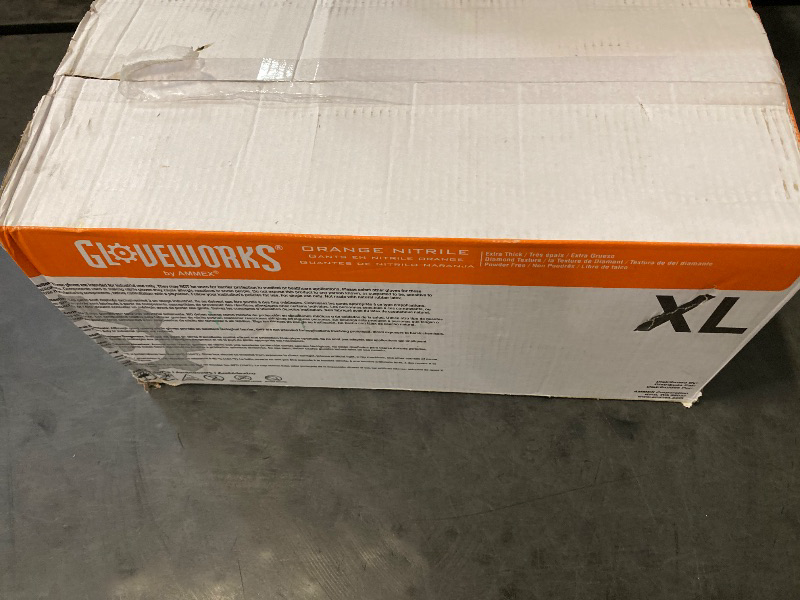 Photo 1 of GLOVEWORKS HD Orange Nitrile Disposable Gloves, 8 Mil, Latex and Powder Free, Industrial, Food Safe, Raised Diamond Texture, X-Large, Case of 1000