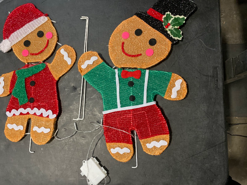 Photo 1 of Christmas Outdoor Decorations, Gingerbread Christmas Decorations, 2-Piece 2D Gingerbread Man with Warm Lights, Outdoor Christmas Decorations for Xmas Festive Yard Garden Patio Lawn Displays