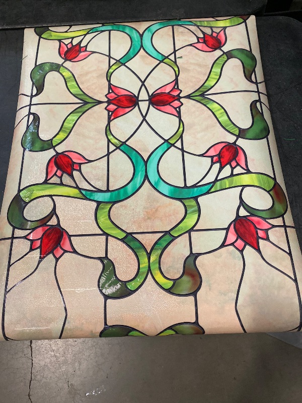 Photo 1 of 3D Stained Glass Window Film, Decorative Window Privacy Film for Bathroom,Front Door,Home, Sun Blocking Heat Control,Static Cling,Garden of Eden, 23.6inch x 35.4inch