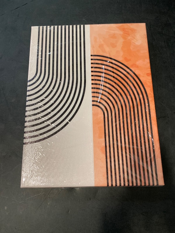 Photo 1 of 3Pcs Minimalist Boho Canvas Wall Art Beige Orange Bohemian Line Wall Decor Pictures Modern Mid Century Posters Prints Abstract Neutral Geometric Paintings for Living Room Bedroom Home Decoration