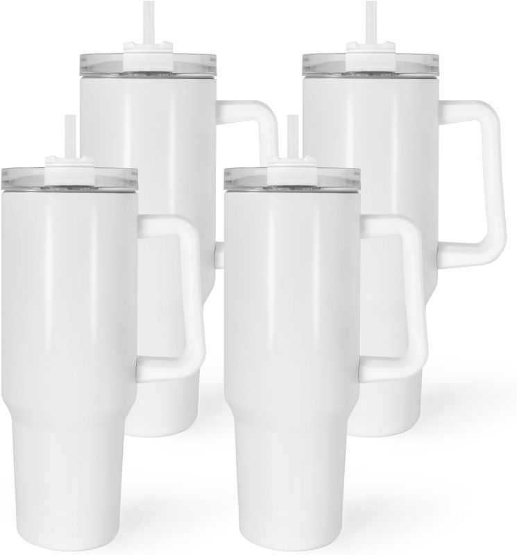 Photo 1 of AGH 40 oz Sublimation Tumblers with Handle 4 Pack Stainless Steel Insulated Tumblers Blanks Water Bottle Travel Cups