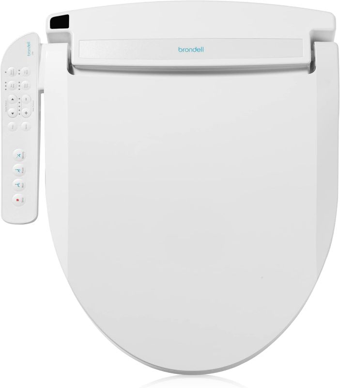 Photo 1 of Brondell LT89 Electric Bidet Toilet Seat, Fits Round Toilets, White – Side Arm Control, Warm Water Wash, Strong Wash Mode, Stainless-Steel Nozzle, Nightlight and Easy Installation