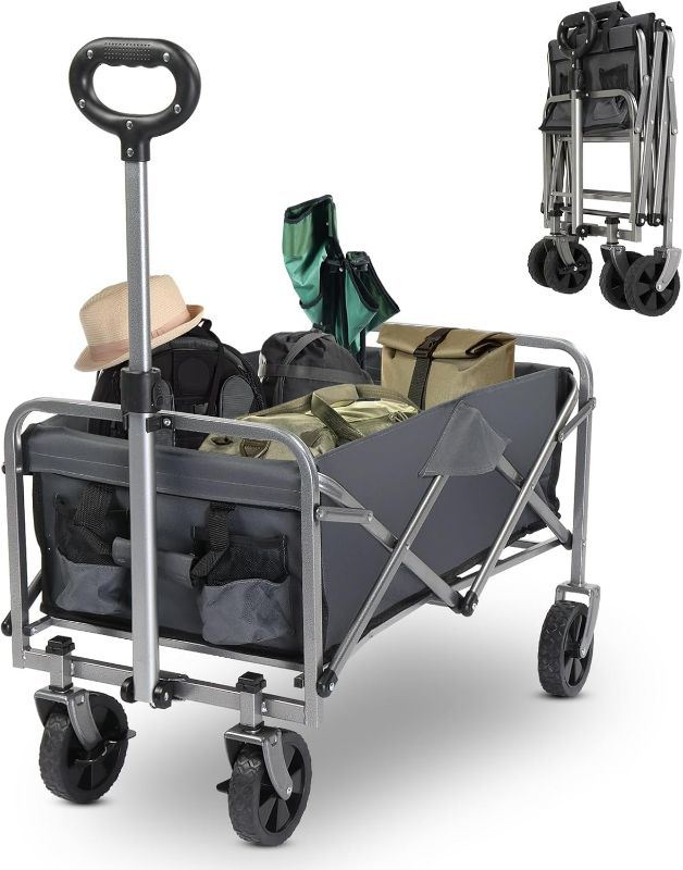 Photo 1 of Collapsible Beach Wagon with Big All-Terrain Wheels for Sand, Grocery Shopping, Park Picnic, Camping, Beach Trip