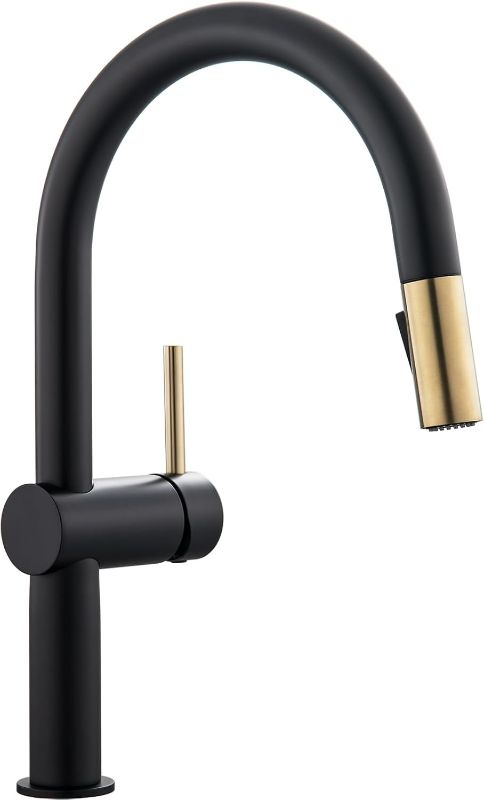 Photo 1 of Darnok 79721BX Luca Kitchen Sink Faucet with Pull Down Sprayer, Matte Black/Luxe Gold