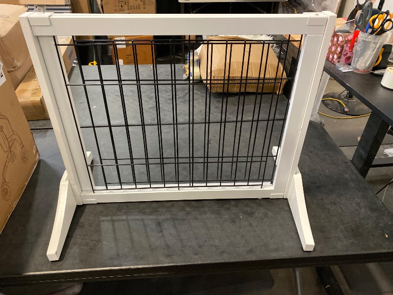 Photo 1 of Freestanding Pet Gate, Wood and Wire, Lightweight, Adjustable Width, 24 in Height, White