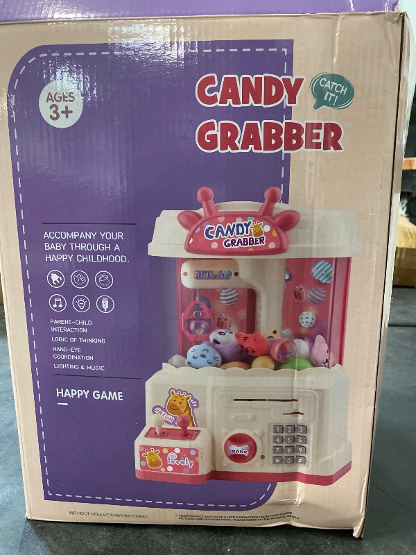 Photo 1 of Large Claw Machine for Kids, Claw Machine Toy with Piggy Bank, with Music & Light, Party Birthday for 3-14 Boys Girls Gift, 10 Mini Plush Toys, 5 Game Bank Notes, 10 Game Coin,Pink