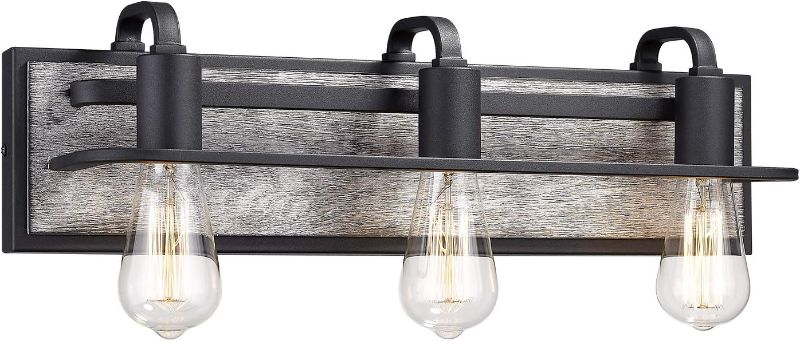 Photo 1 of Bathroom Light Fixture, 21.25 inch Bath Vanity Lights in White Wood, Black Bathroom Lighting Fixtures Over Mirror, MBA1236-YH