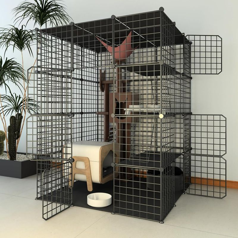 Photo 1 of Indoor Cat Cage Enclosure DIY,Cat Playpen Catio Thick Metal Wire Kennels for 1-3 Cats Kitten Cage Detachable Patio Cat Crate?Only Cage?