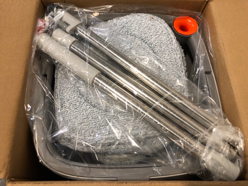 Photo 1 of KZKR Spin Mop and Bucket Set with Self Separation Dirty and Clean Water System Self Wringing 360° Rotating Square Mop Head for Hardwood Tile Marble Floors (Mop Set with 6 Replaceable Microfiber Pad)