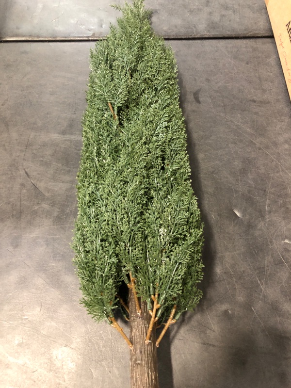 Photo 1 of 3FT Artificial Cedar Topiary Trees with Ground Spike, UV Resistant Faux Cypress Trees, Set of 2 Faux Plants Artificial Bushes for Indoor Outdoor Front Porch Garden