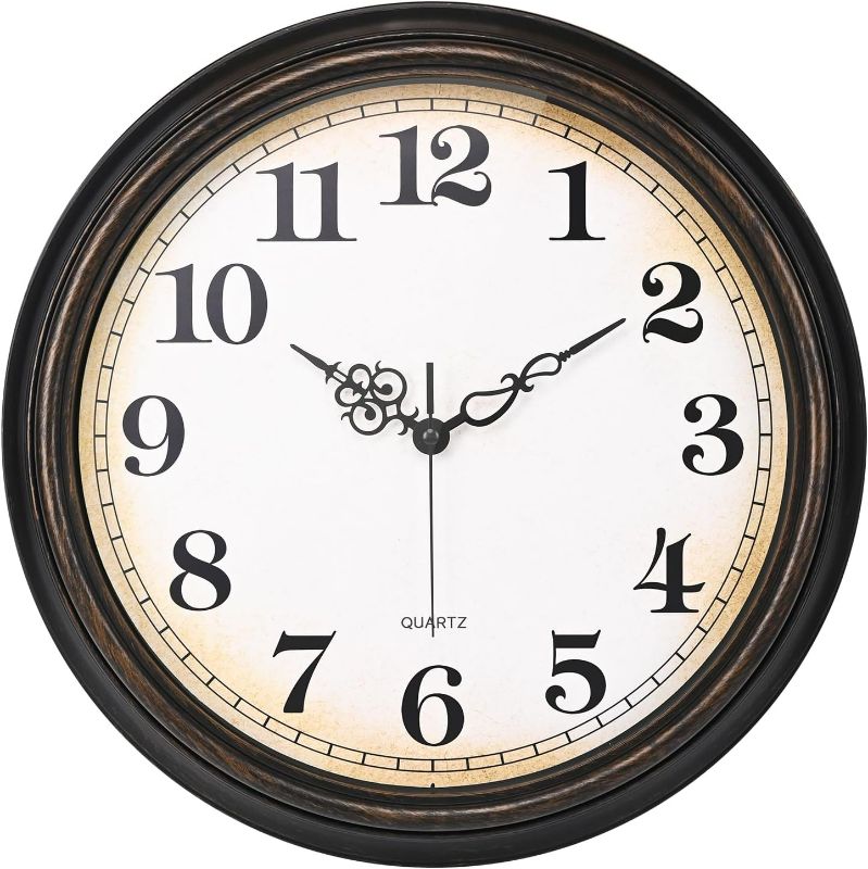 Photo 1 of Large Wall Clock 16 Inch Silent Non-Ticking Vintage Wall Clocks Battery Operated for Living Room Kitchen Bedroom (Bronze)