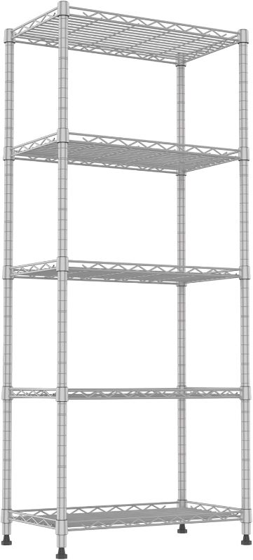 Photo 1 of REGILLER 5-Wire Shelving Metal Storage Rack Adjustable Shelves,Standing Storage Shelf Units for Laundry Bathroom Kitchen Pantry Closet(Silver,11.8" D x 21.2" W x 53.5" H)