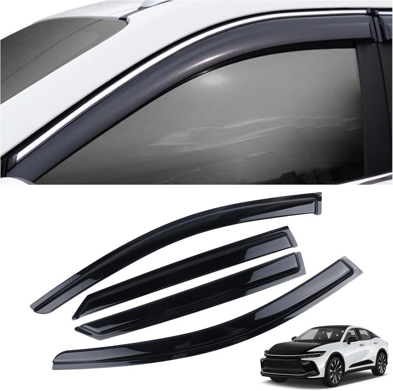 Photo 1 of 4 Pieces Tape-on Extra Durable Rain Guards Fit for 2023-2025 Toyota Crown,Window Deflectors,Window Visors (Smoke Black)