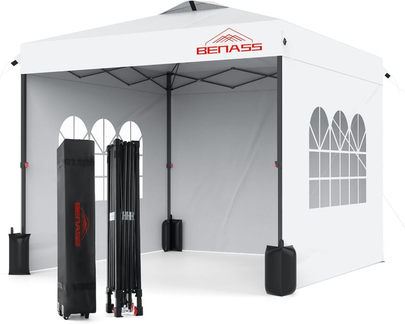 Photo 1 of 0x10 Pop Up Canopy with Sidewalls, Easy Up Canopy Tent, Heavy Duty Tents for Parties, One Person Set Up Event Tent, Light Blue 