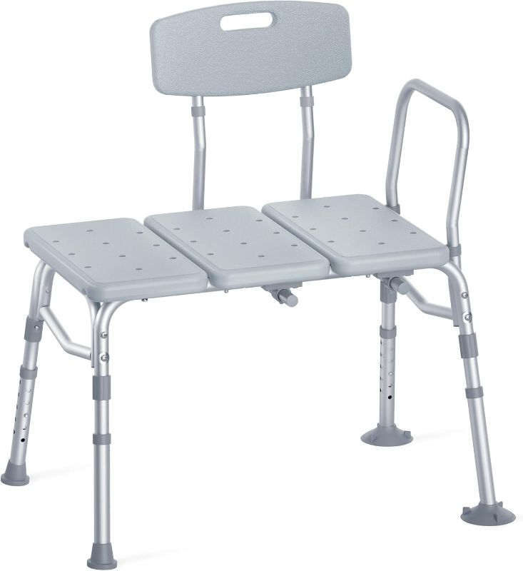 Photo 1 of Tub Transfer Bench for Bathtub, FSA/HSA Eligible 400 lbs Heavy Duty Shower Chair with Backrest, Slip-Resistant Feet, Height Adjustable Shower Bench Shower Seat for Elderly and Disabled