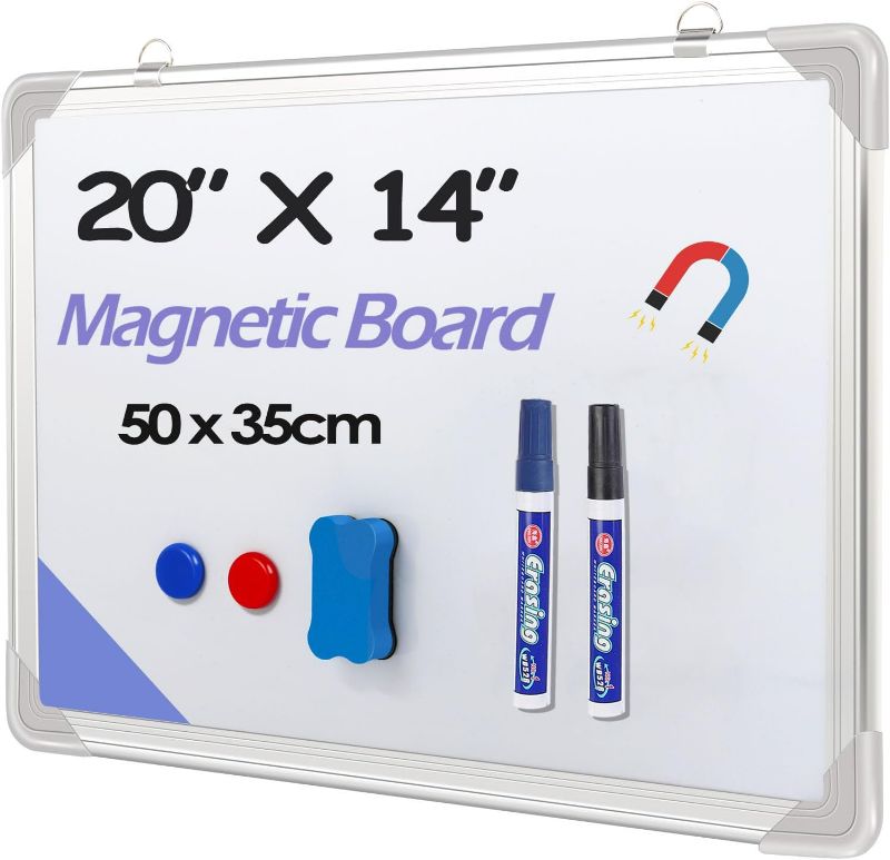 Photo 1 of Dry Erase White Board, 20x14Inch (50x35cm) for Wall Whiteboard Aluminum Frame Hung for Kids Draw and Write Teach