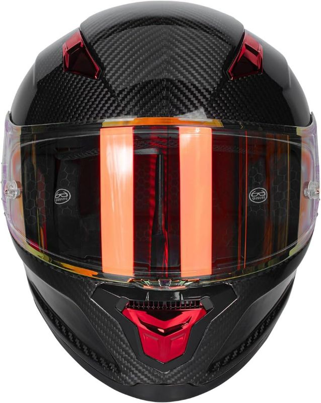 Photo 1 of Carbon Fiber Full Face Motorcycle Helmets with Spoiler Sport Touring Street Motorcycle Helmet - Bluetooth Ready Speaker Pockets