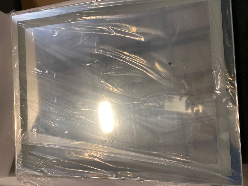 Photo 1 of Hollywood Vanity Mirror Large Makeup Mirror with Lights, Metal Frame, Dimmable 3 Modes, Touch Control, USB Charging, Tabletop or Wall-Mounted, 22.83" x 17.5", White