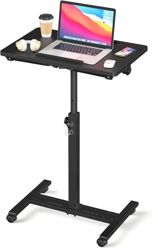Photo 1 of Adjustable Overbed Bedside Table, Hospital Bed Table with Wheels, Rolling Desk, Mobile Desk, Rolling Laptop Stand, Computer Cart, Portable Desk on Wheels, Small Standing Desk or Bed Table Tray