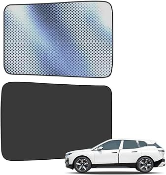Photo 1 of Foldable Sunroof Sunshade Compatible for BMW iX 2022-Present i20 xDrive40 xDrive50 M60, Insulation Roof Sunshade Accessories for BMW iX, UV and Heat Reflective Sun Shade Roof (Black)