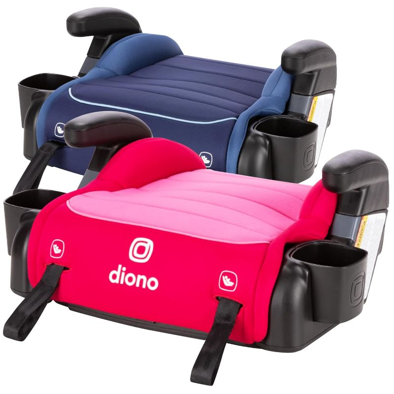 Photo 1 of Diono Connect3 RXT Backless Booster, Pack of 2, Slim Fit 3-Across in Many Mid-Sized Sedans and SUVs, for Children from 40-120 lbs., Lightweight with Latch connectors, Blue Surge/Pink Cotton Candy