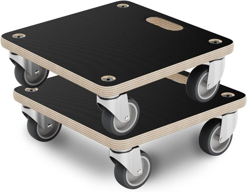 Photo 1 of Furniture Mover Dolly Portable Wood Rolling Mover for Heavy Furniture Sofa Cabinet Refrigerator, with 4 360° Rotatable Rubber Universal Wheels, 550 Lbs Capacity, Black (2 Packs)
