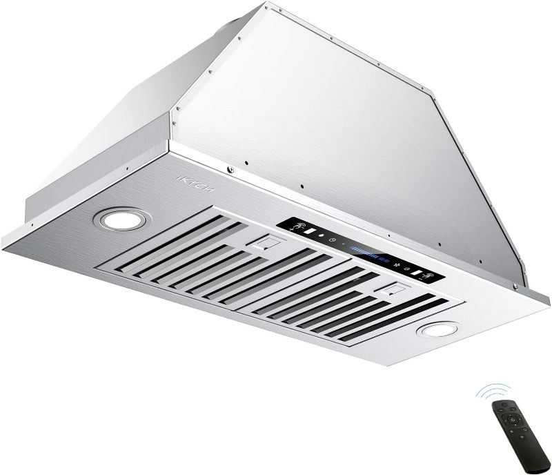 Photo 1 of IKTCH 36 inch Built-in/Insert Range Hood 900 CFM, Ducted/Ductless Convertible Duct, Stainless Steel Kitchen Vent Hood with 4 Speed Gesture Sensing&Touch Control Panel(IKB01-36)