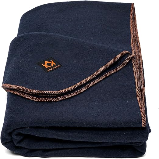 Photo 1 of Arcturus Military Wool Blanket - Warm, Thick, Washable - Great for Outdoors, Camping, Stadium Blanket, Picnics, Travel - Car & Bushcraft Survival Kits, Large 64in x 88in 4.5 lb