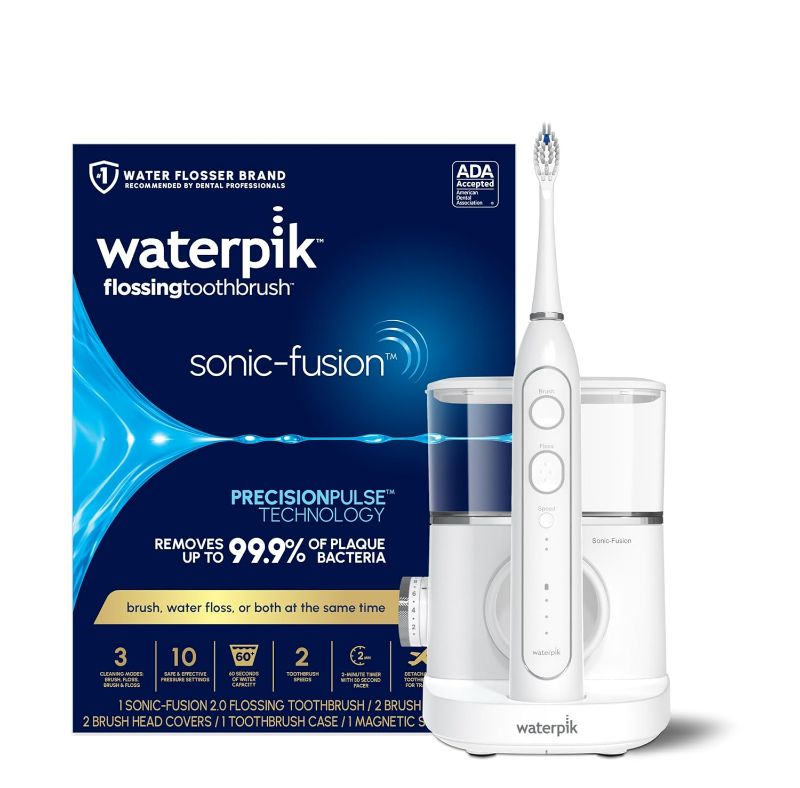 Photo 1 of Waterpik Sonic-Fusion 2.0 Professional Flossing Electric Toothbrush with Water Flosser Combo In One, White SF-04, Packaging May Vary