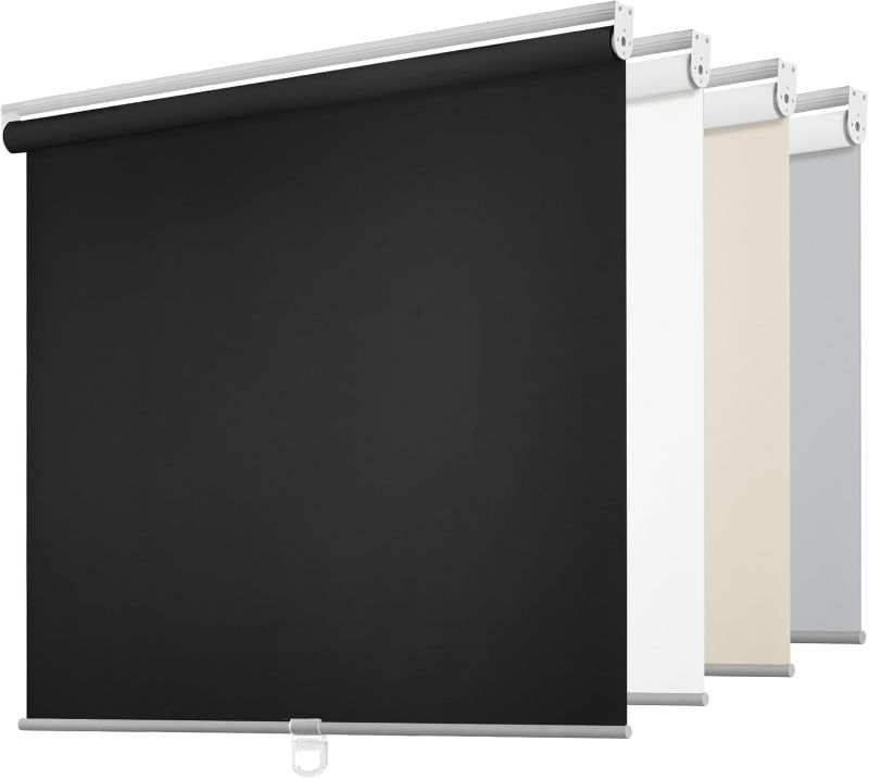 Photo 1 of ChrisDowa Cordless Free-Stop100% Blackout Blinds for Windows, Roller Windows Shades with Thermal Insulated, UV Protection Fabric for Living Room, Office and Home. Easy to Install.Black,58" W X 72" H (Black) 