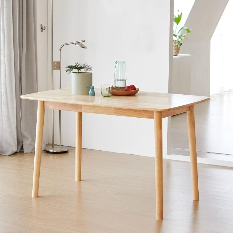 Photo 1 of Livinia Aslan 47" Malaysian Oak Rectangular Wooden Dining Table/Solid Wood Kitchen Desk (Natural Oak)