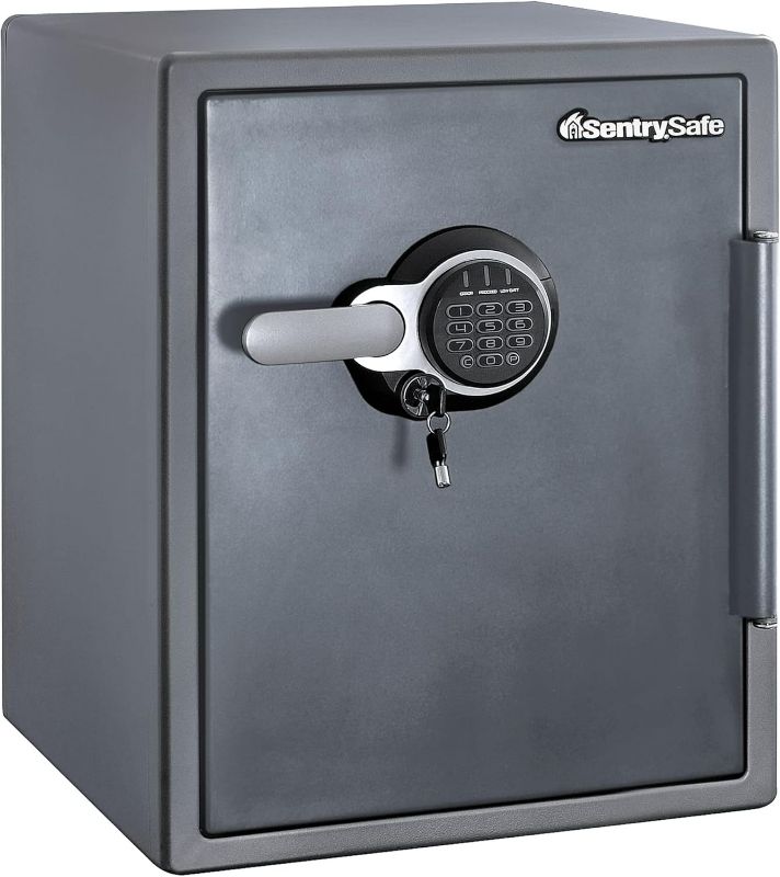 Photo 1 of SentrySafe Fireproof and Waterproof Gray Steel Home Safe with Digital Keypad Lock, Floor Safe with Interior Lighting Secures Money, Documents, 2.05 Cubic Feet, SFW205GQC